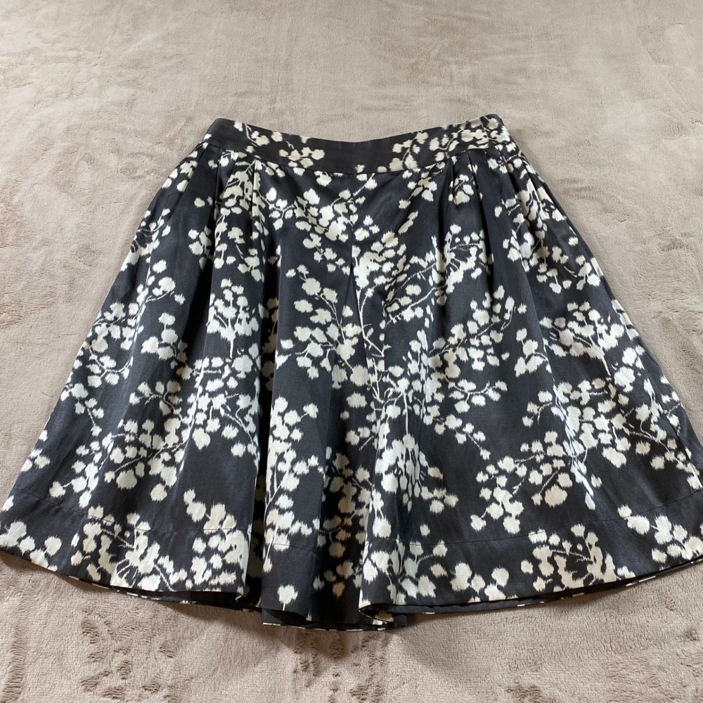 Moulinette Soeurs Anthropologie Silk Cotton Sz 4 Ikat Pleated Skirt Black White